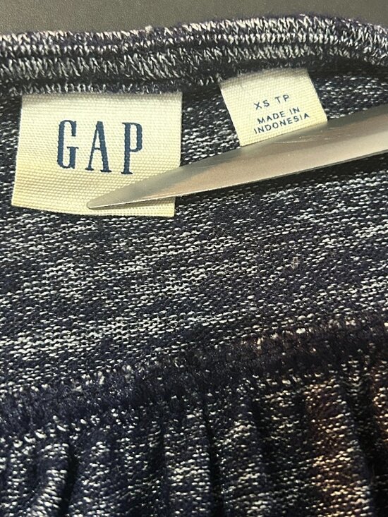 Vtg GAP Heathered Navy Jumpsuit Short Sleeve V-Neck One-Piece XS 70s Vibe Cozy - Picture 5 of 7